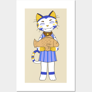 Chibi Cat w/ Taiyaki Cake Posters and Art